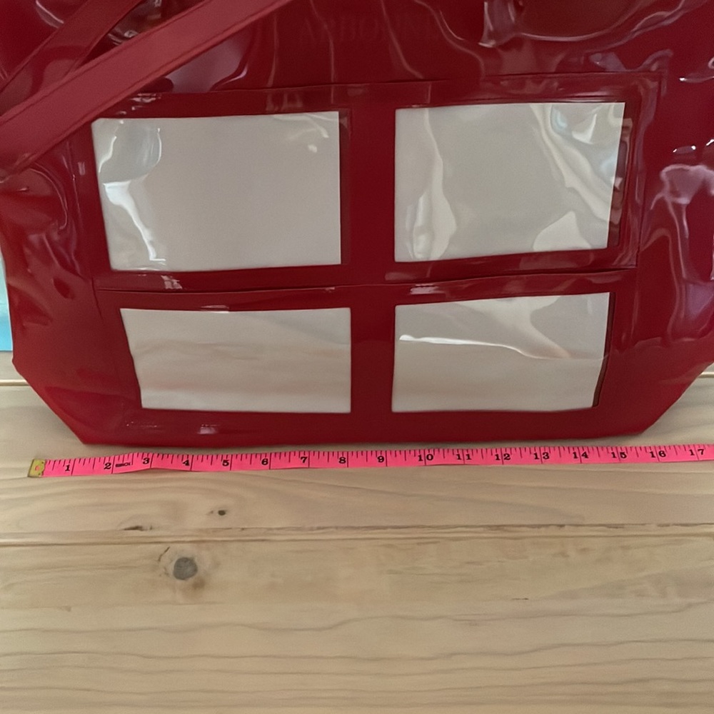 ARBONNE patent type vinyl photo bag red NWOT - Picture 6 of 7